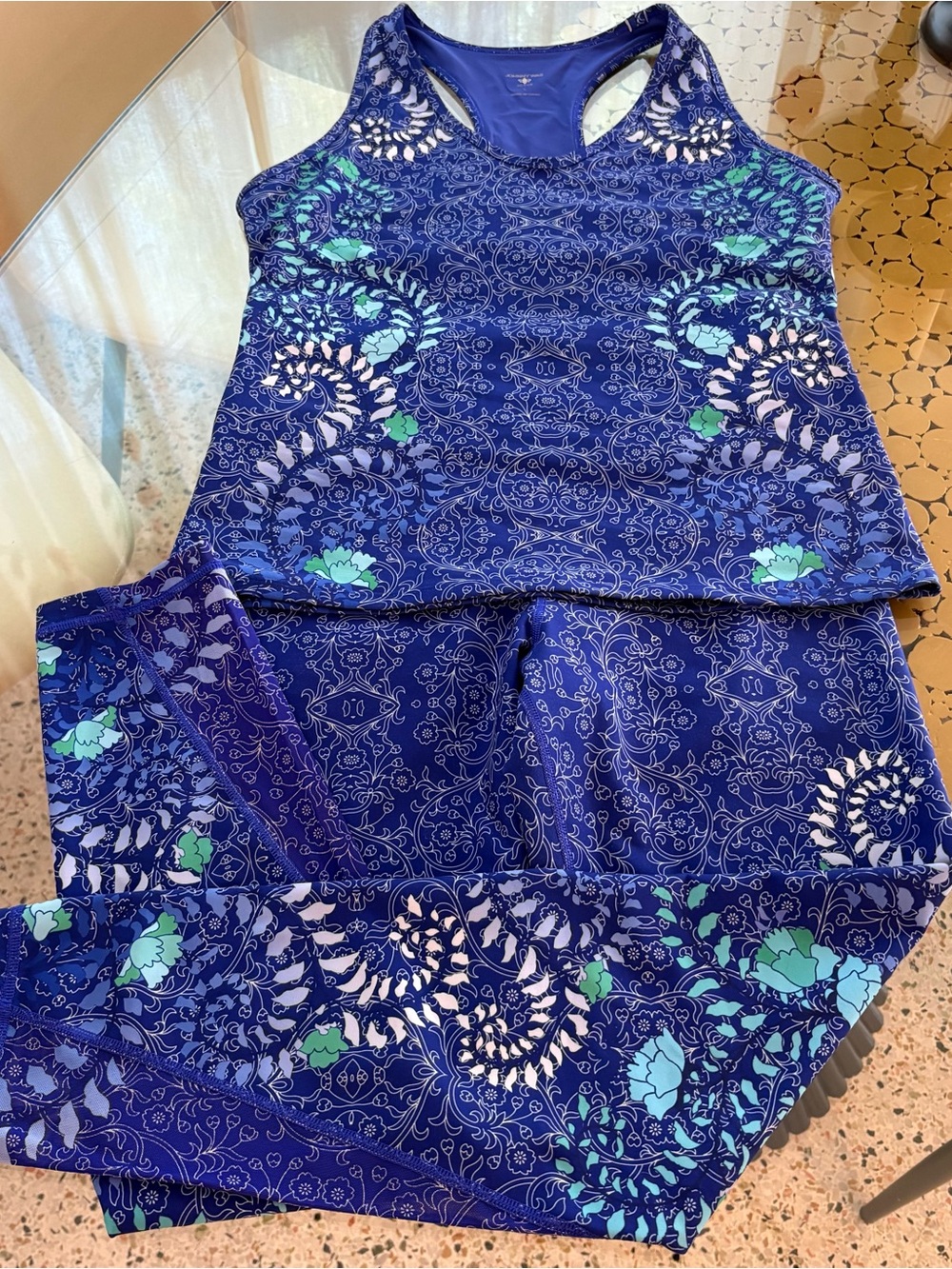 JOHNNY WAS Blue Wild Flower Be Active 2 piece Matching SET! Excellent condition - Picture 3 of 11
